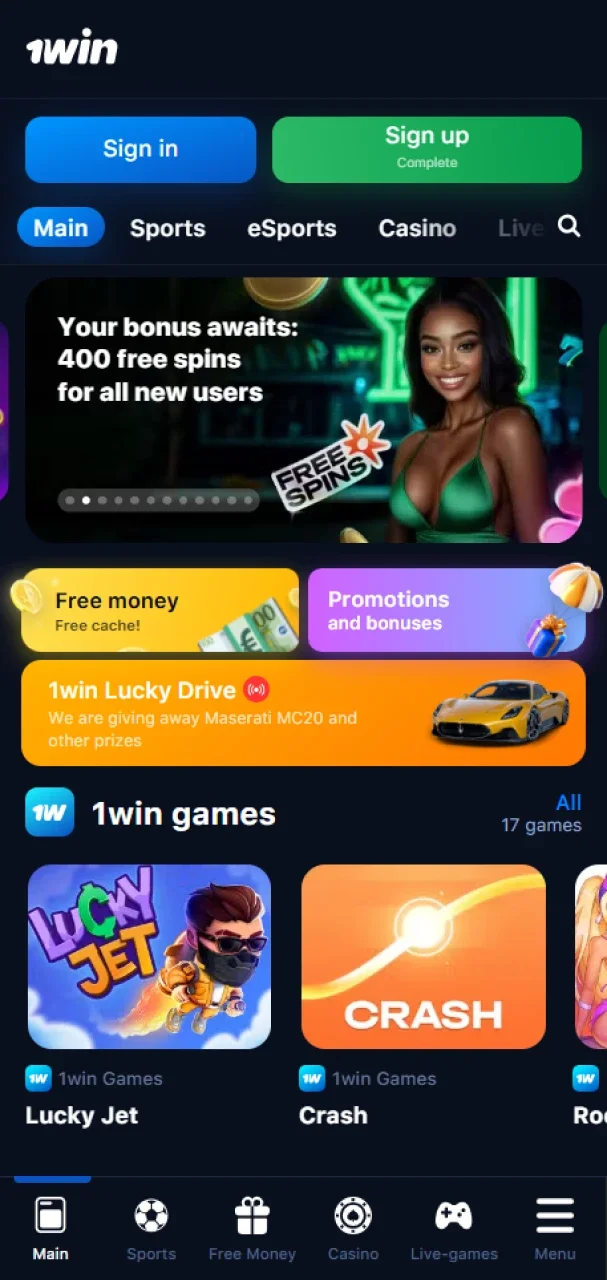 Open the installed 1win app to start betting and gambling.