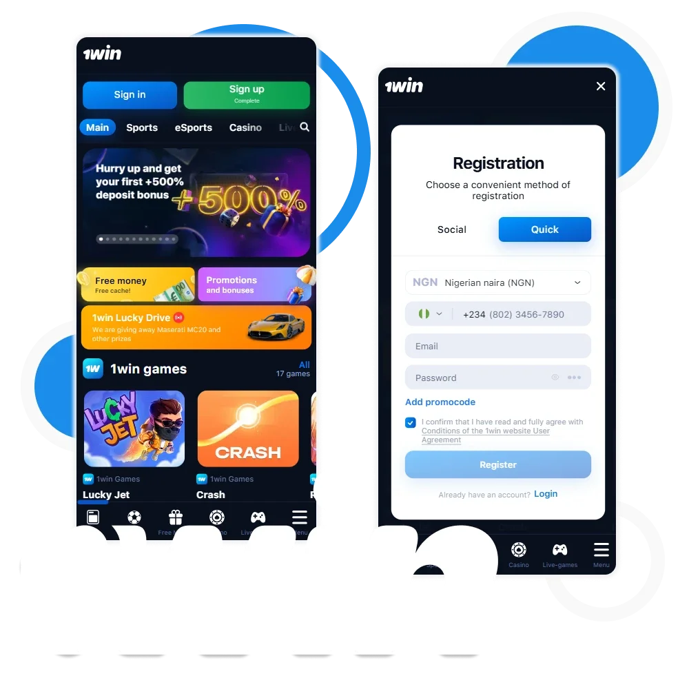 1win offers apps for Android and iOS devices.