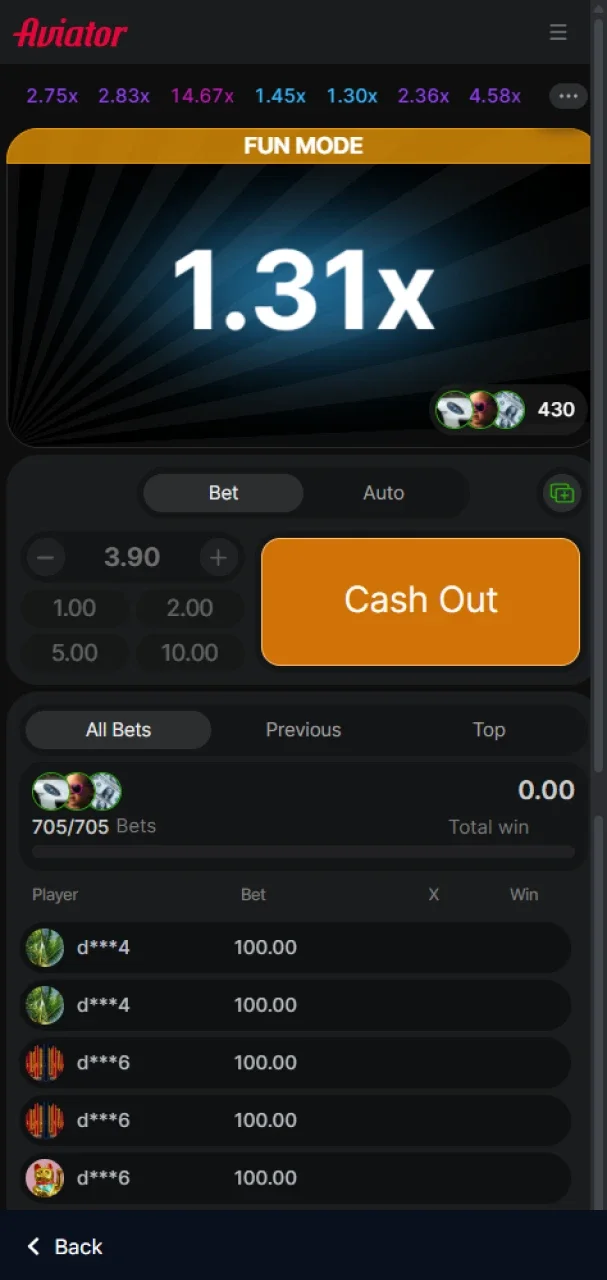 Place your bet and then don't forget to cash out in Aviator at 1win.