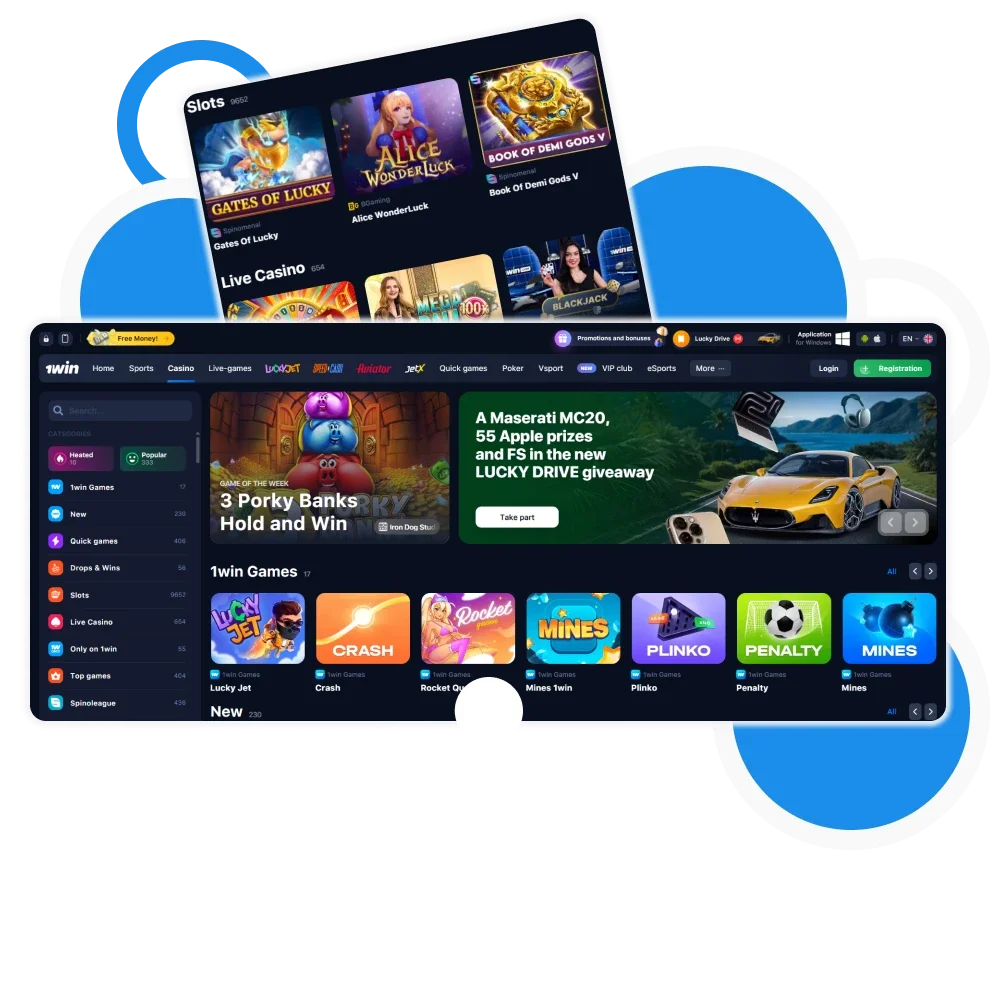 1win Casino offers a wide range of games such as slots, table games, roulette, etc.