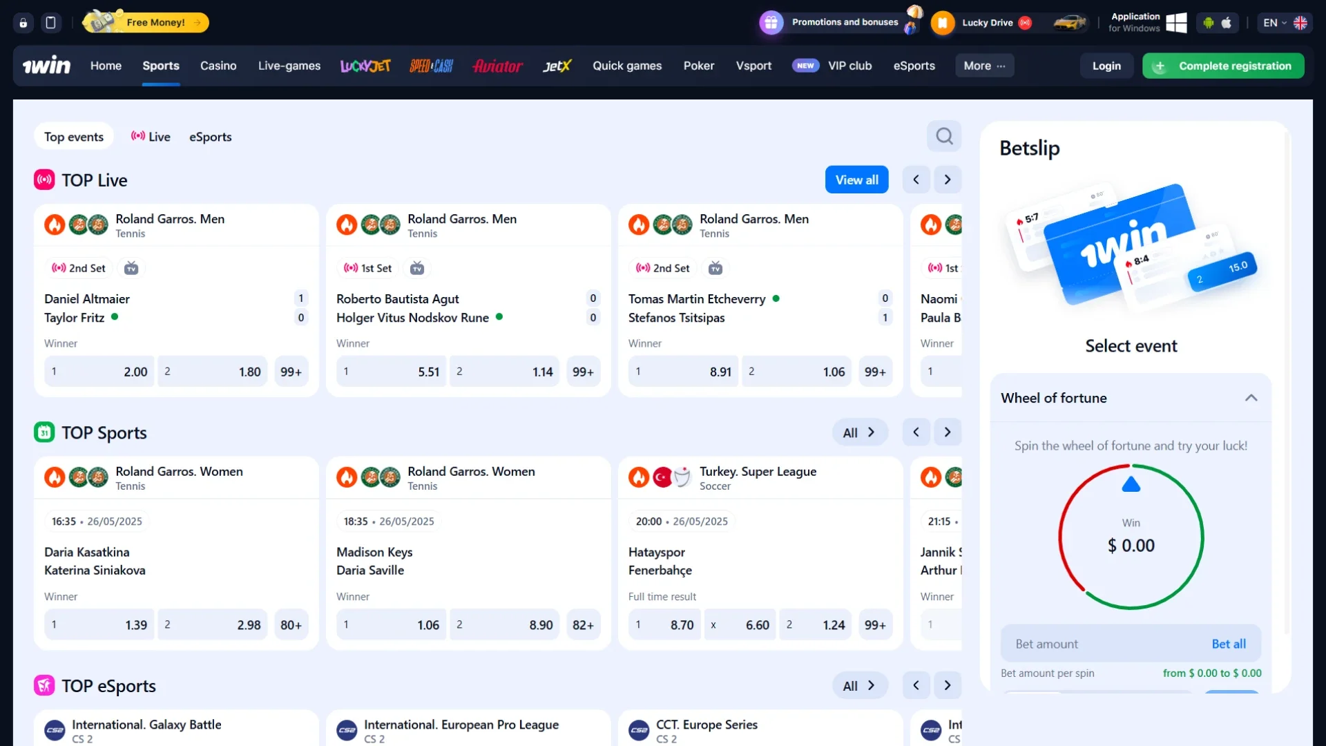 Bet on your favorite sports on the official 1win platform.