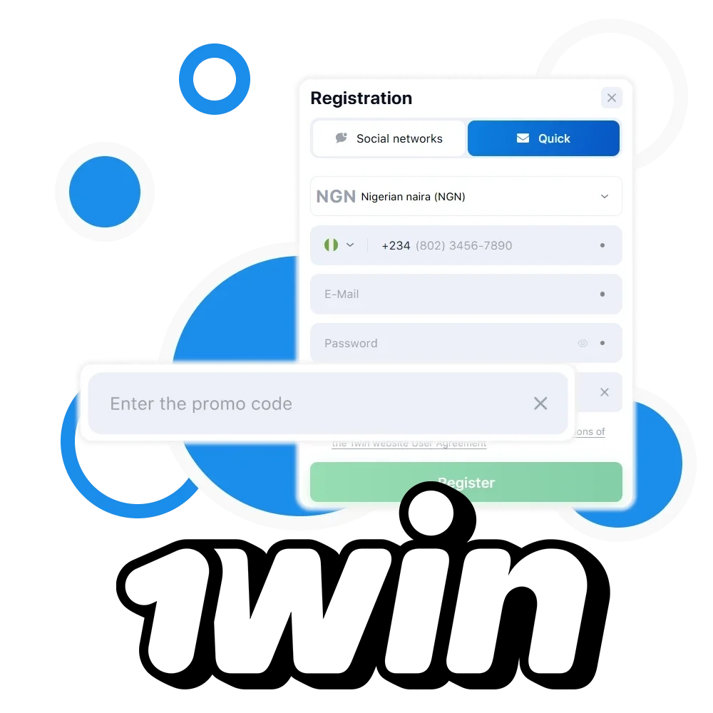 Use the promo code when registering on the official 1win website.