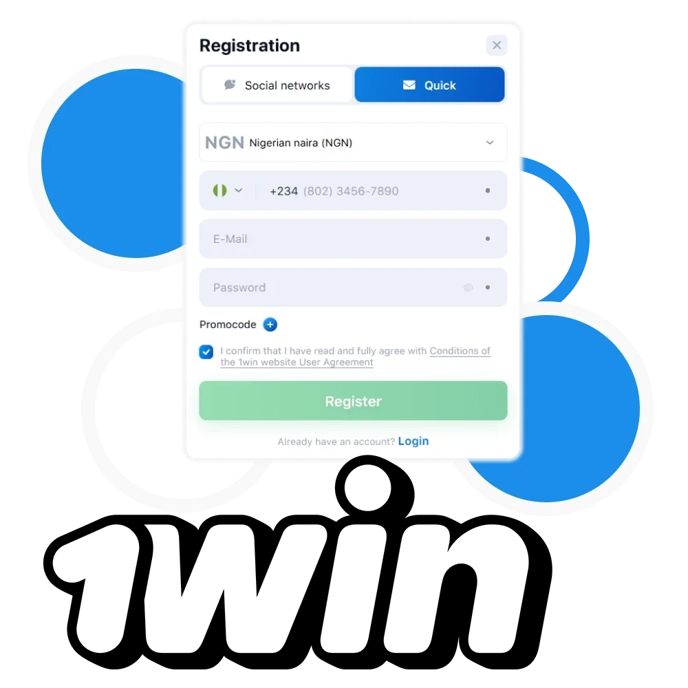 Create an account to play and bet at 1win.