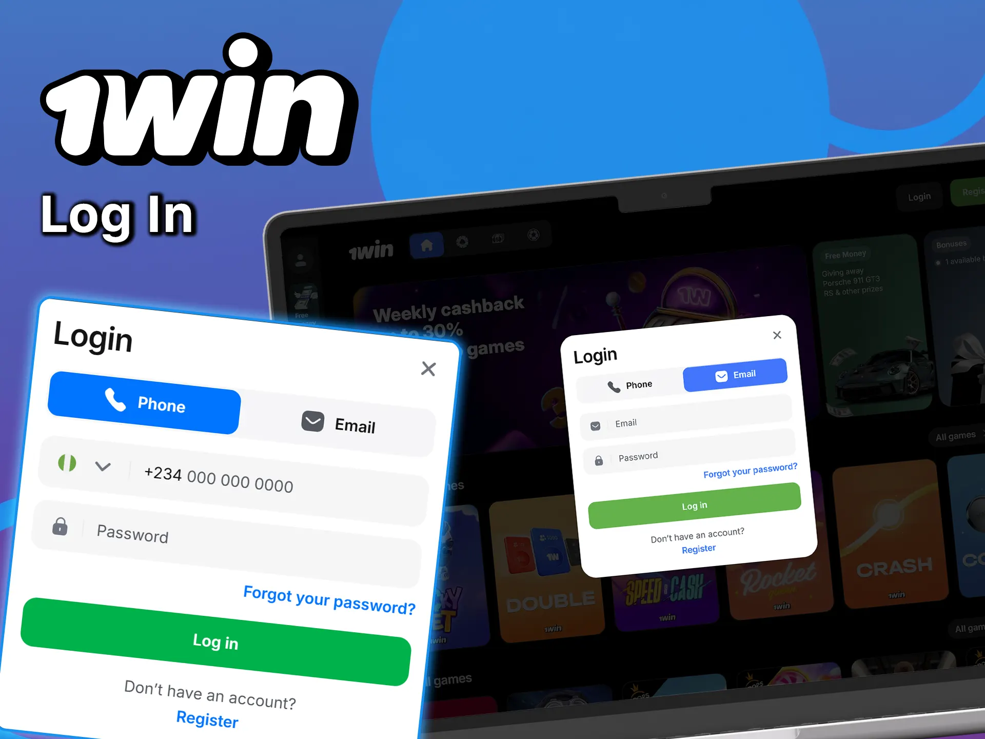 Download the PC app and log in to your 1win account.