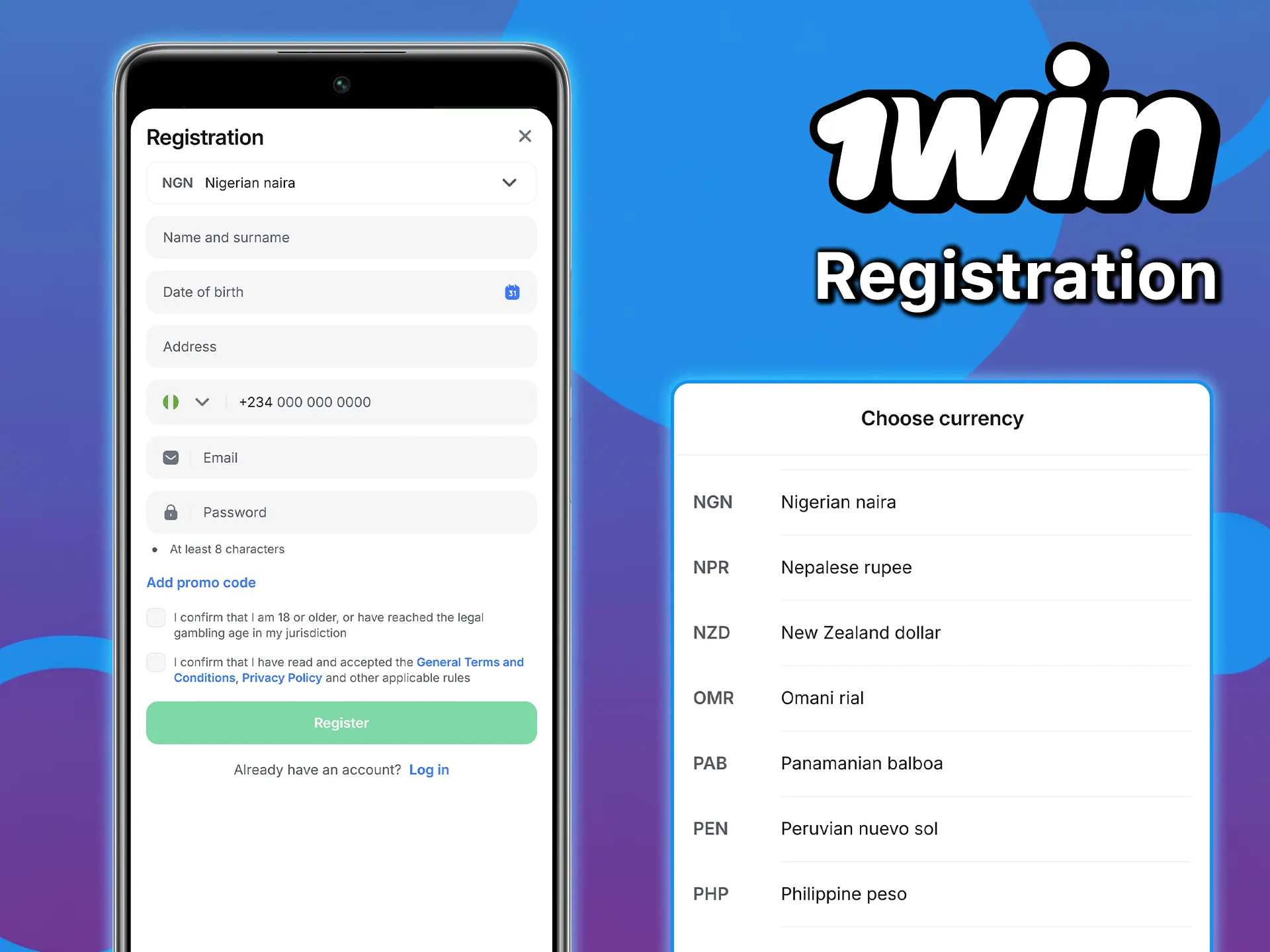 Complete a quick registration at 1win and start winning.