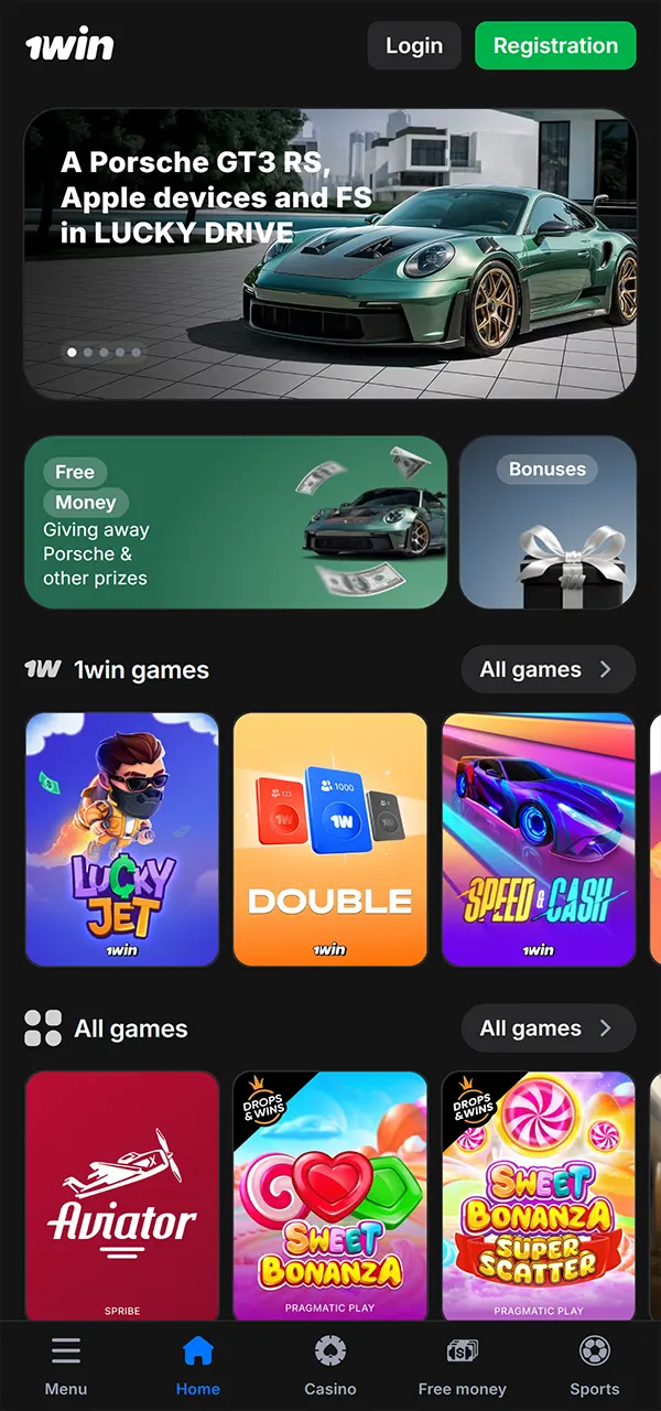 Enjoy the adapted interface of the official 1win app for Android and iOS.
