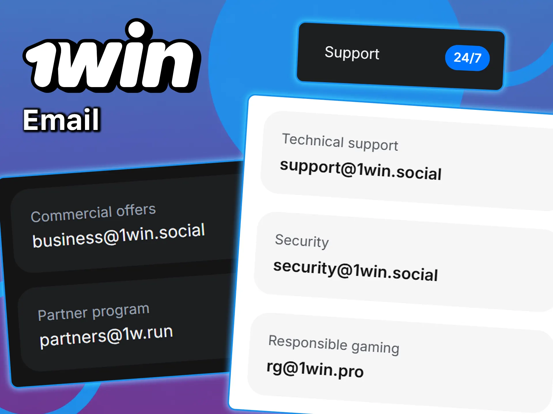 Write to 1win support via email and find out all the details.