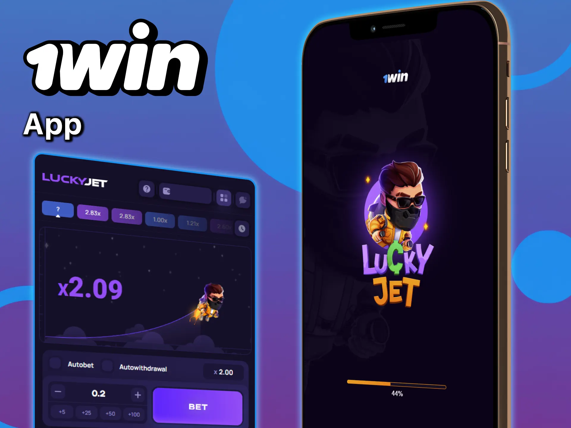 Install the 1win app and play Lucky Jet.