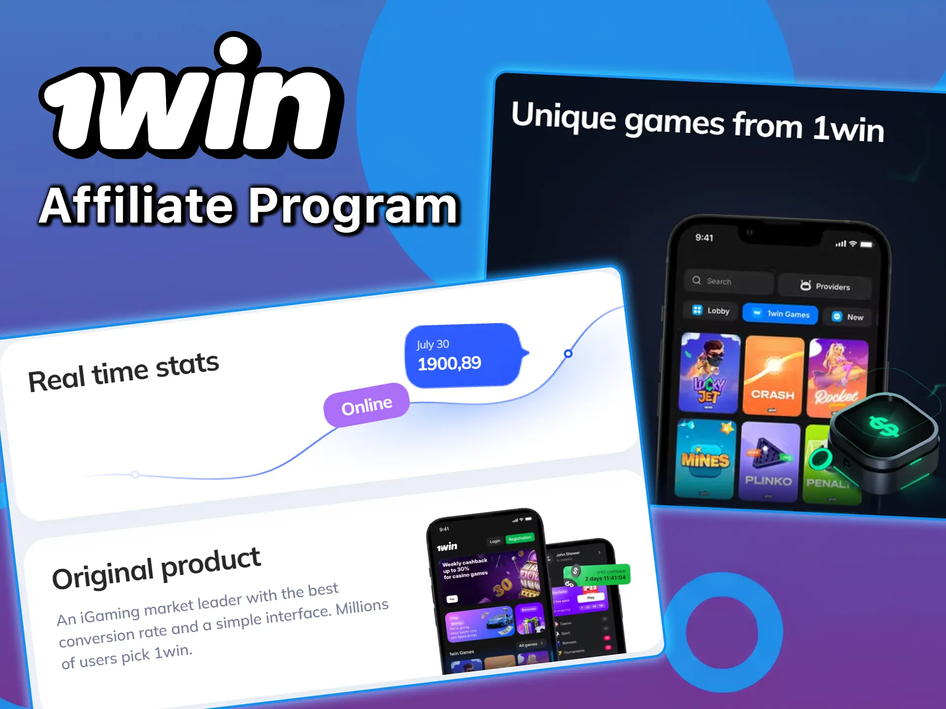 Open a 1win affiliate program and start earning money.