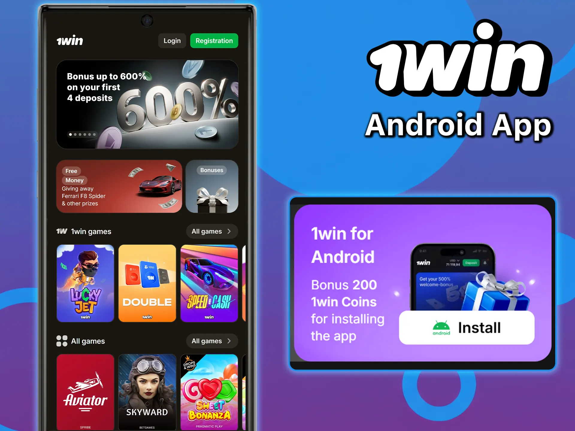 Open the 1win app for Android and enjoy convenient gaming.