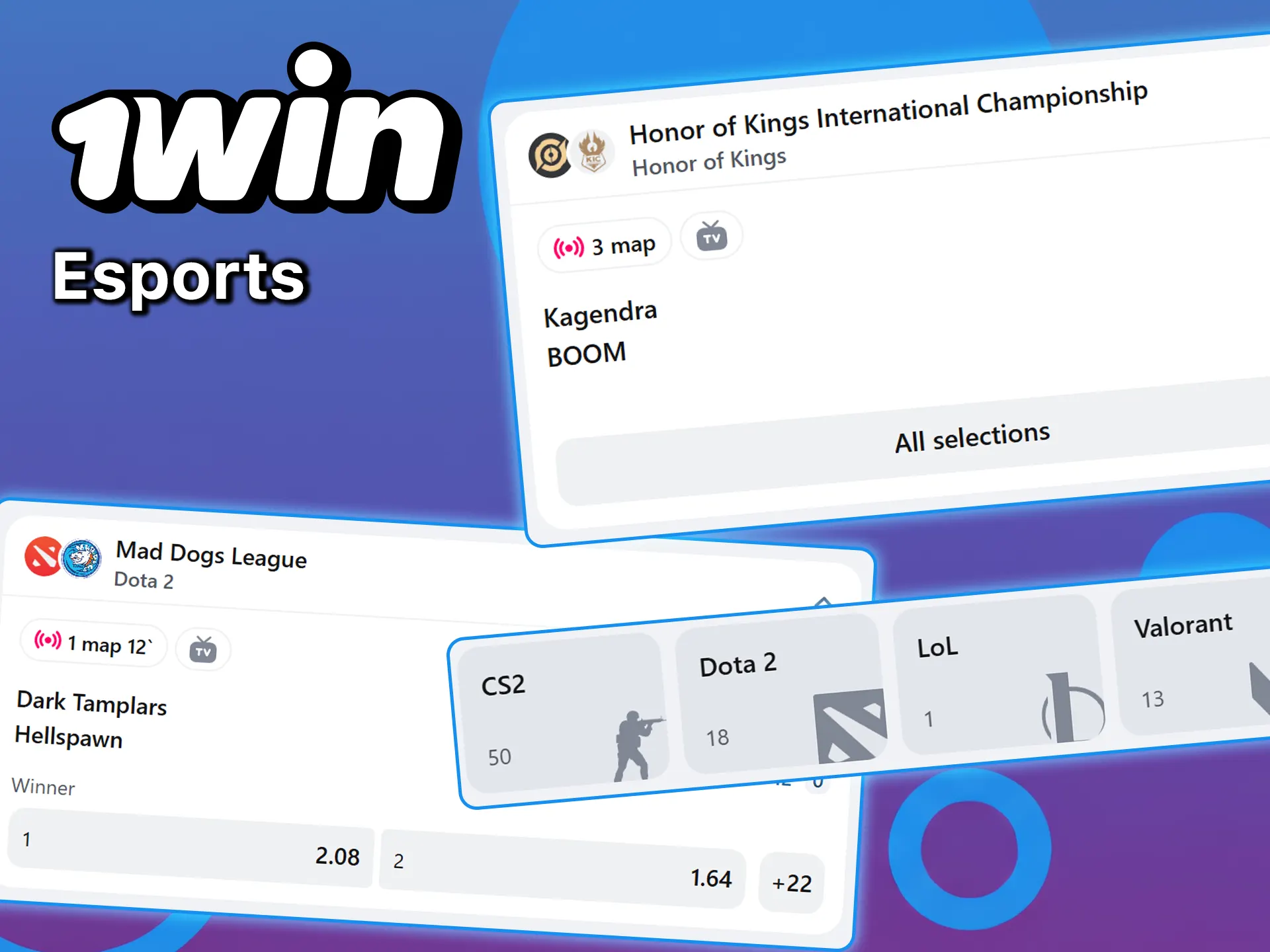Check out the 1win esports section and follow the best matches.