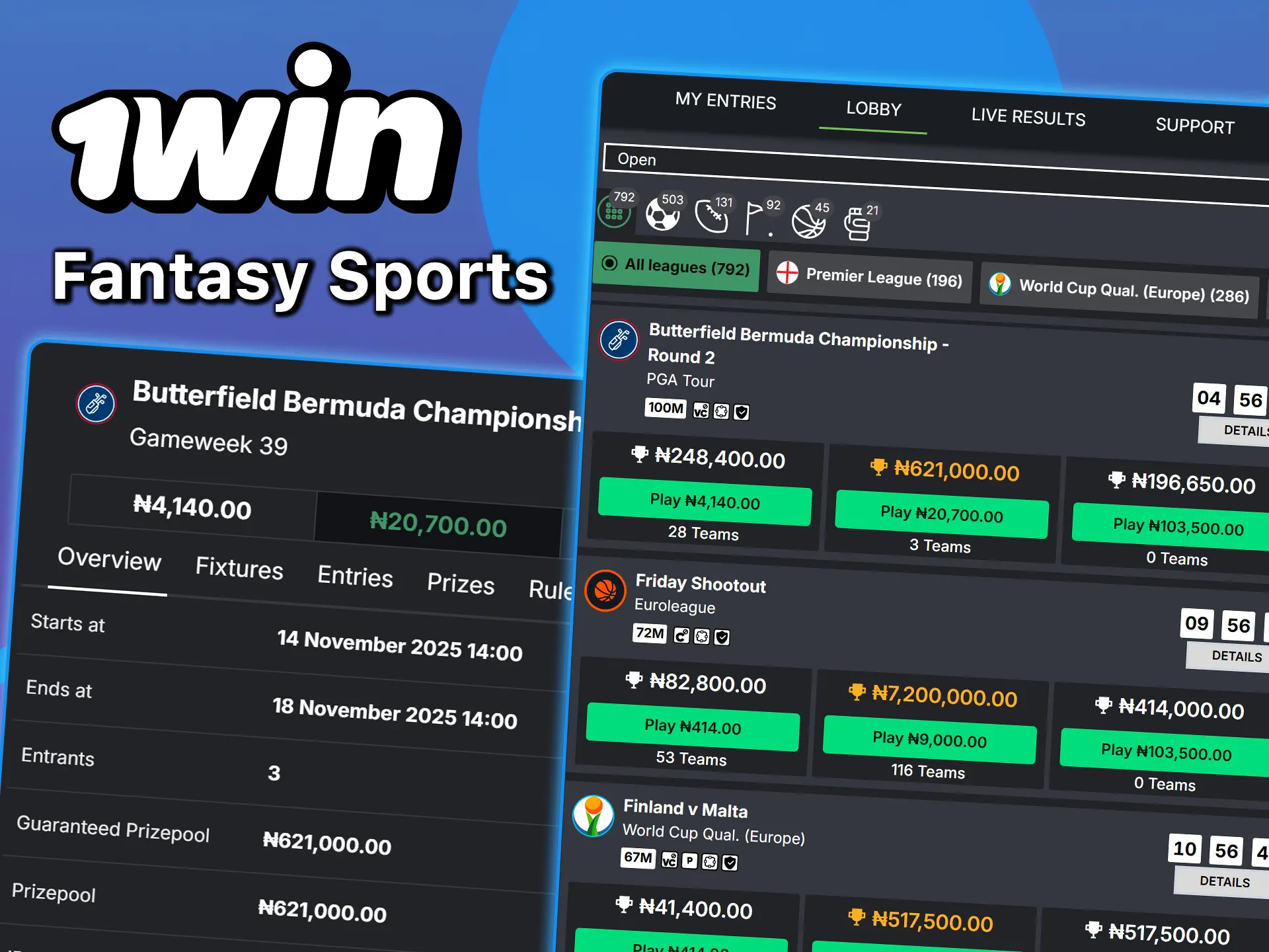 Open the fantasy sports section on 1win and manage your own team.