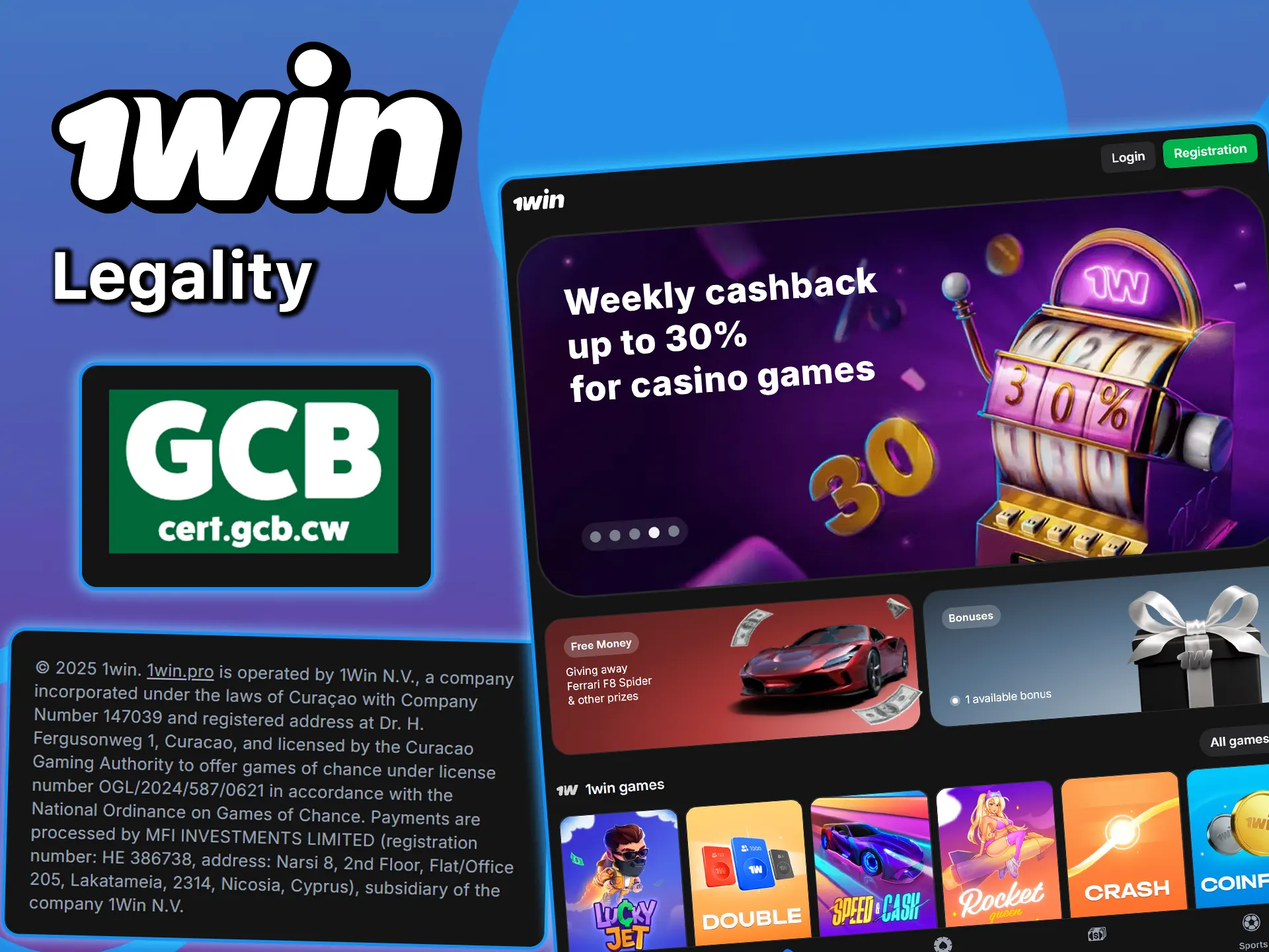 Find out if the 1win platform is legal.