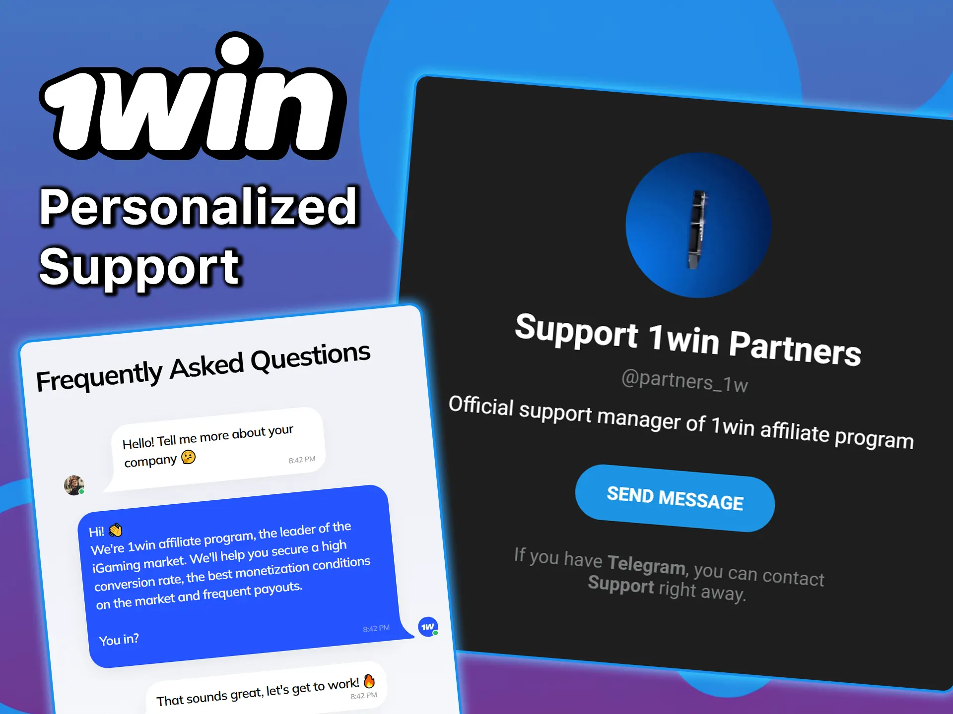 Receive personalized support from the 1win team and improve your affiliate results.