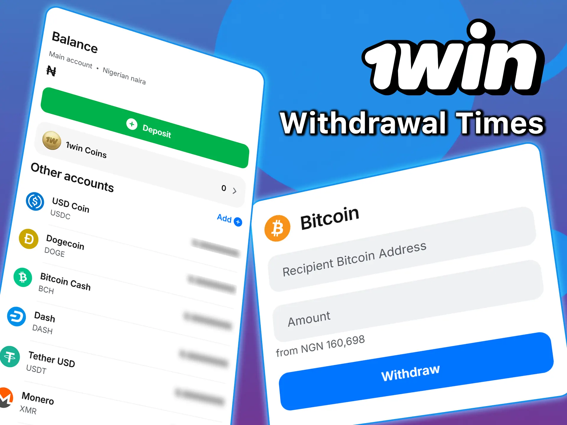 Find out the withdrawal times at 1win.