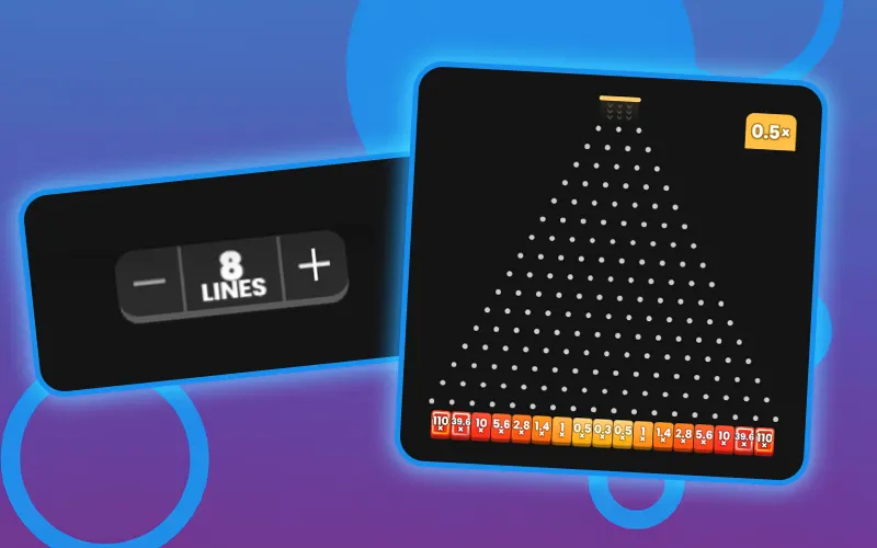 Select the desired number of rows in Plinko at 1win.