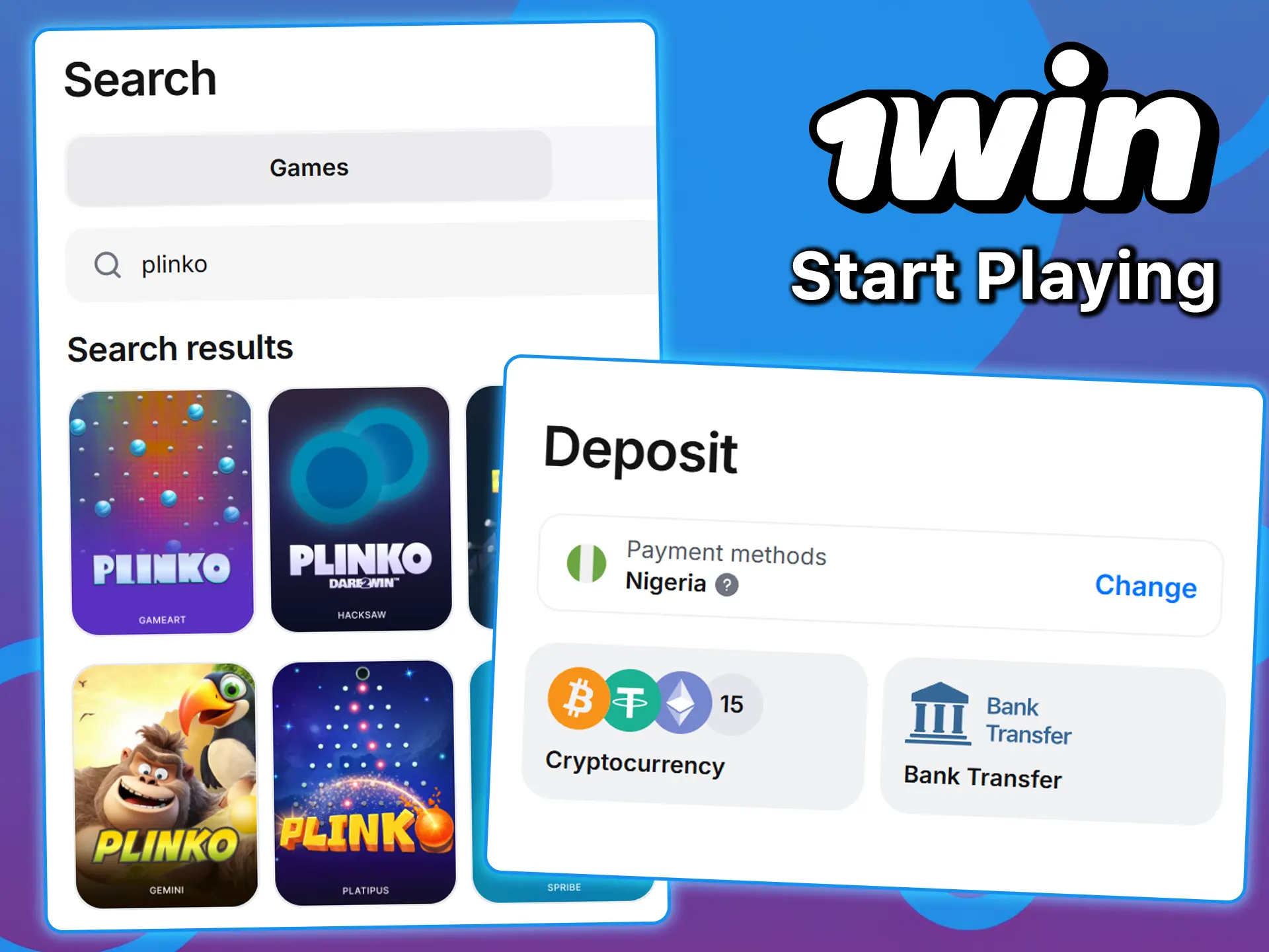 Find the Plinko game at 1win