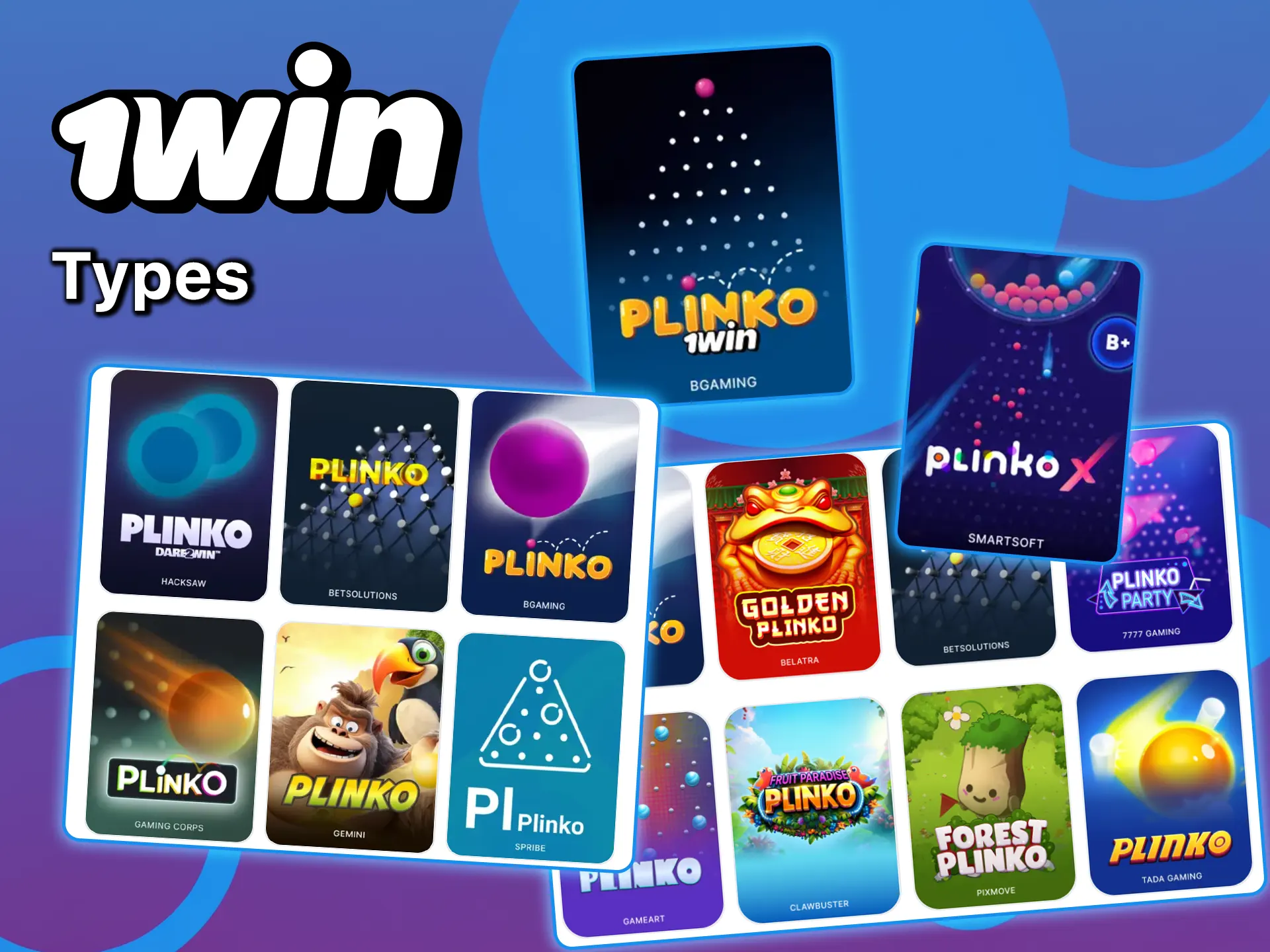 Check out the types of Plinko available at 1win.