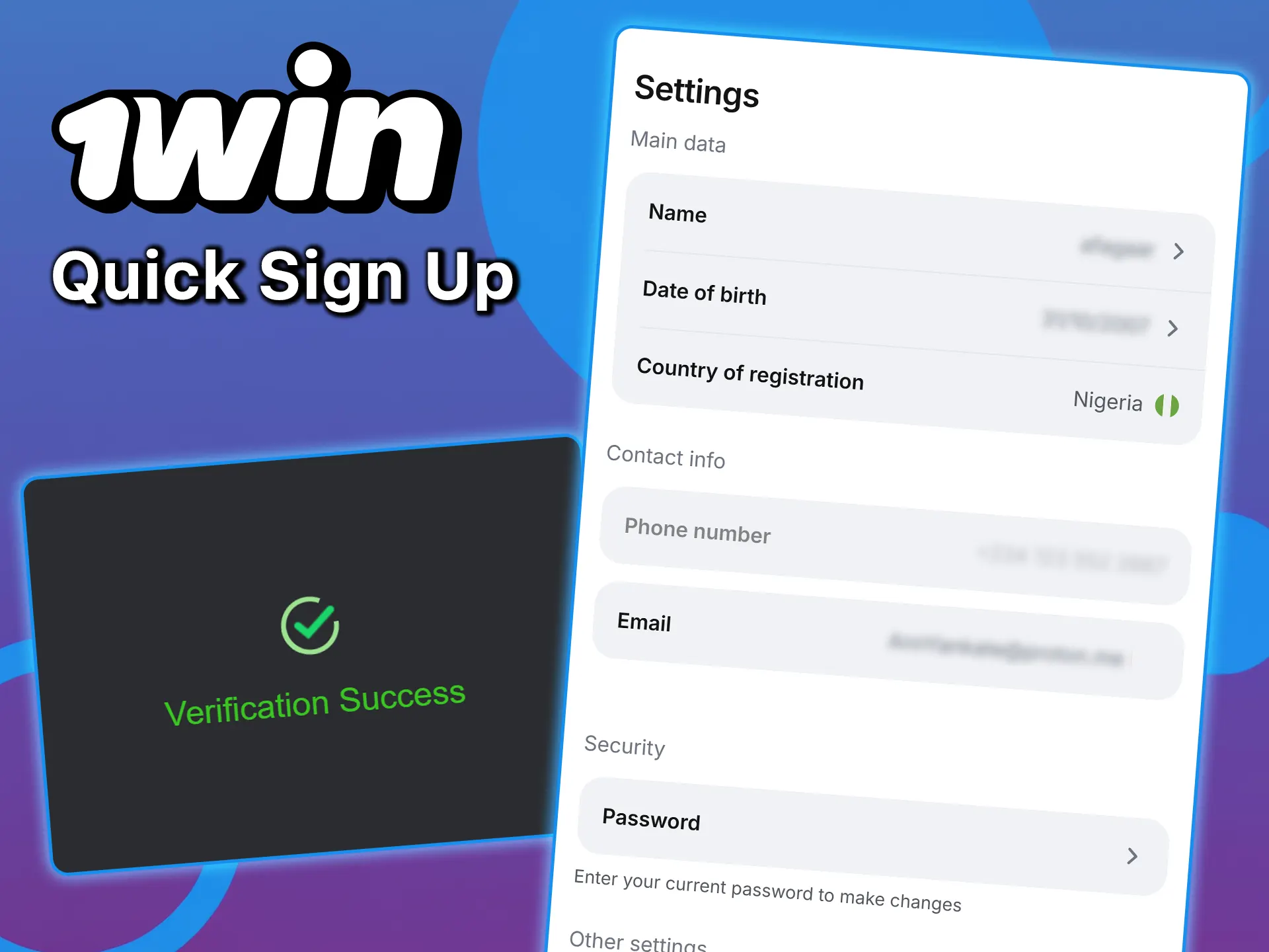 Verify your account on 1win and start using the service.