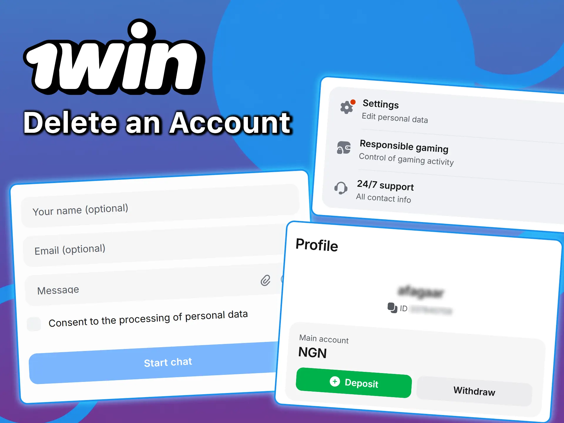 Find out how to delete your 1win account if necessary.