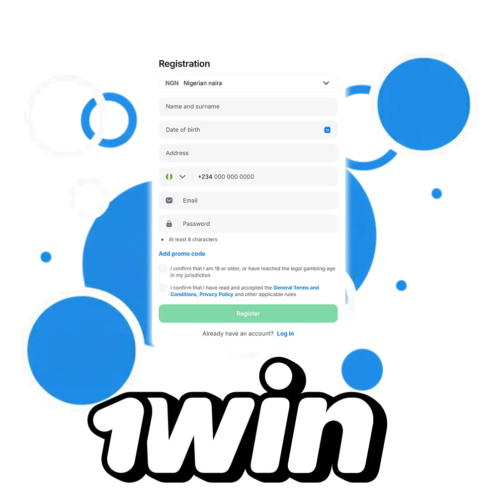 Create an account to play and bet at 1win.