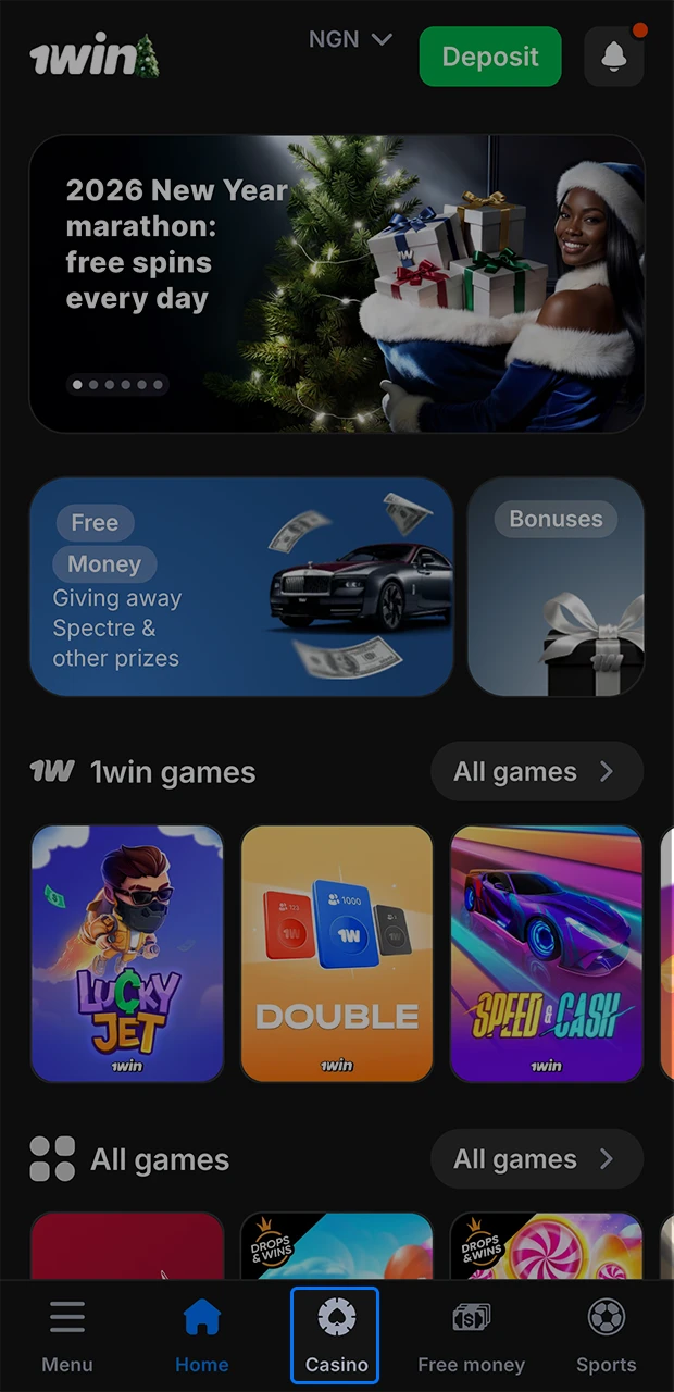 Select the casino tab on the 1win website to familiarise yourself with the games on offer.